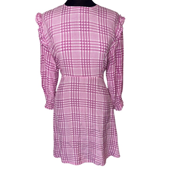 Faithfull the Brand Dresses & Skirts - Faithful The Brand Edwina Pink Plaid Ruffled Puff long-Sleeve Mini Dress Size L